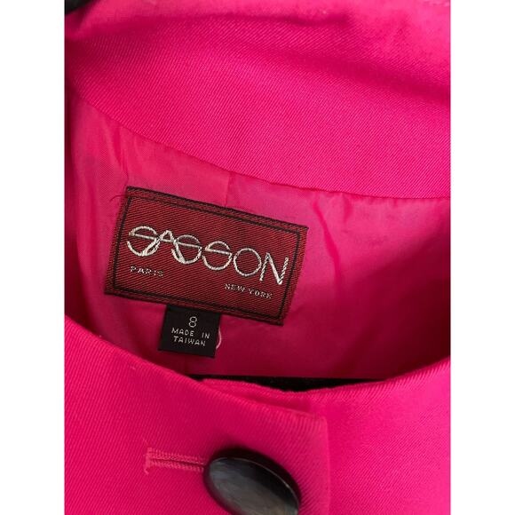 Vintage 80s Sasson Barbie Hot Pink Blazer Jacket Bold Size 8 Power Suit - Picture 4 of 4